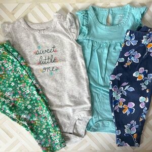 CARTERS Ruffle Bodysuits & Floral Leggings Bundle, 12mo